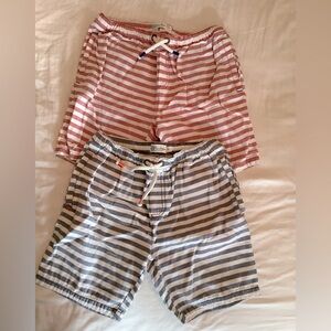 2 Pair Mini Boden Summer Stripe Shorts, Boys Sz 12y red stripe & blue stripe